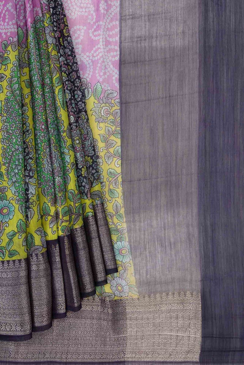 Lavender and Yellow Dual Tone Chanderi Silk Saree