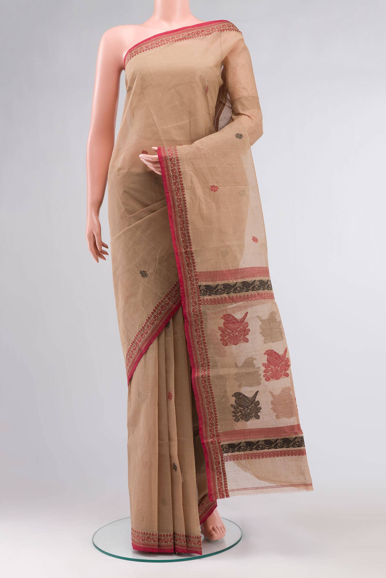 Beige Bengal Cotton Saree