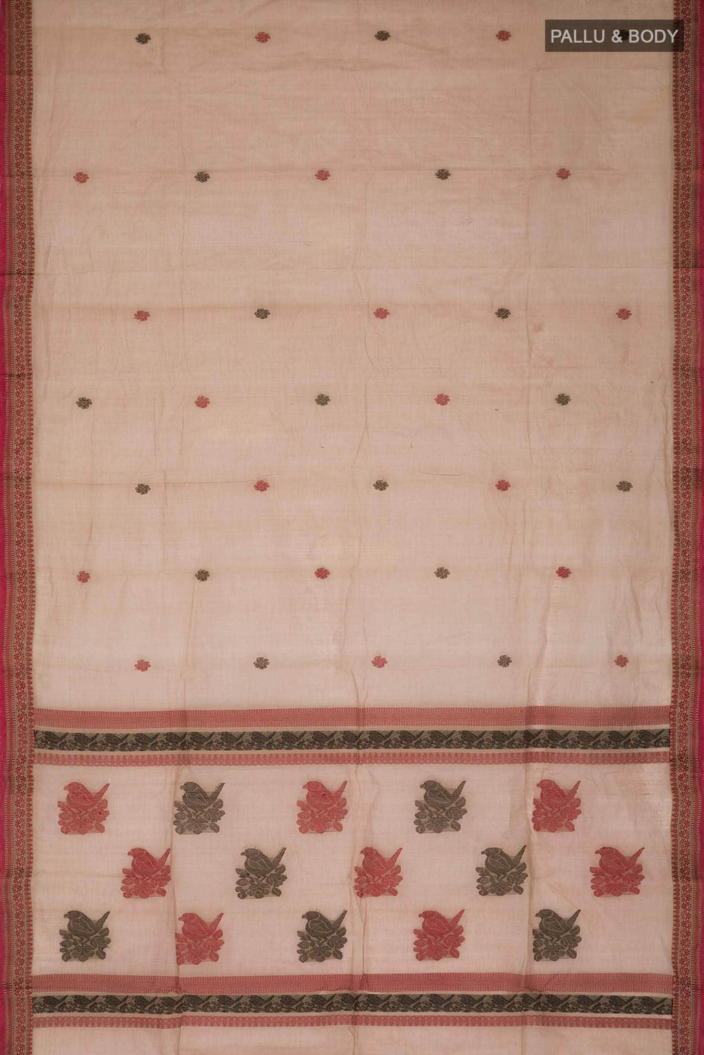 Beige Bengal Cotton Saree