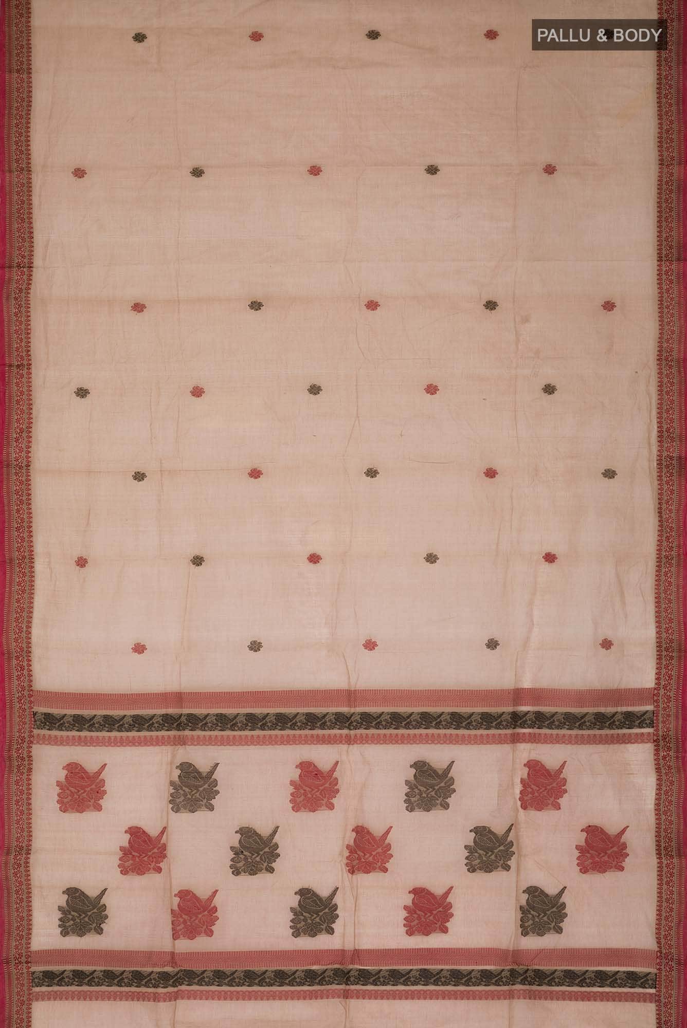 Beige Bengal Cotton Saree