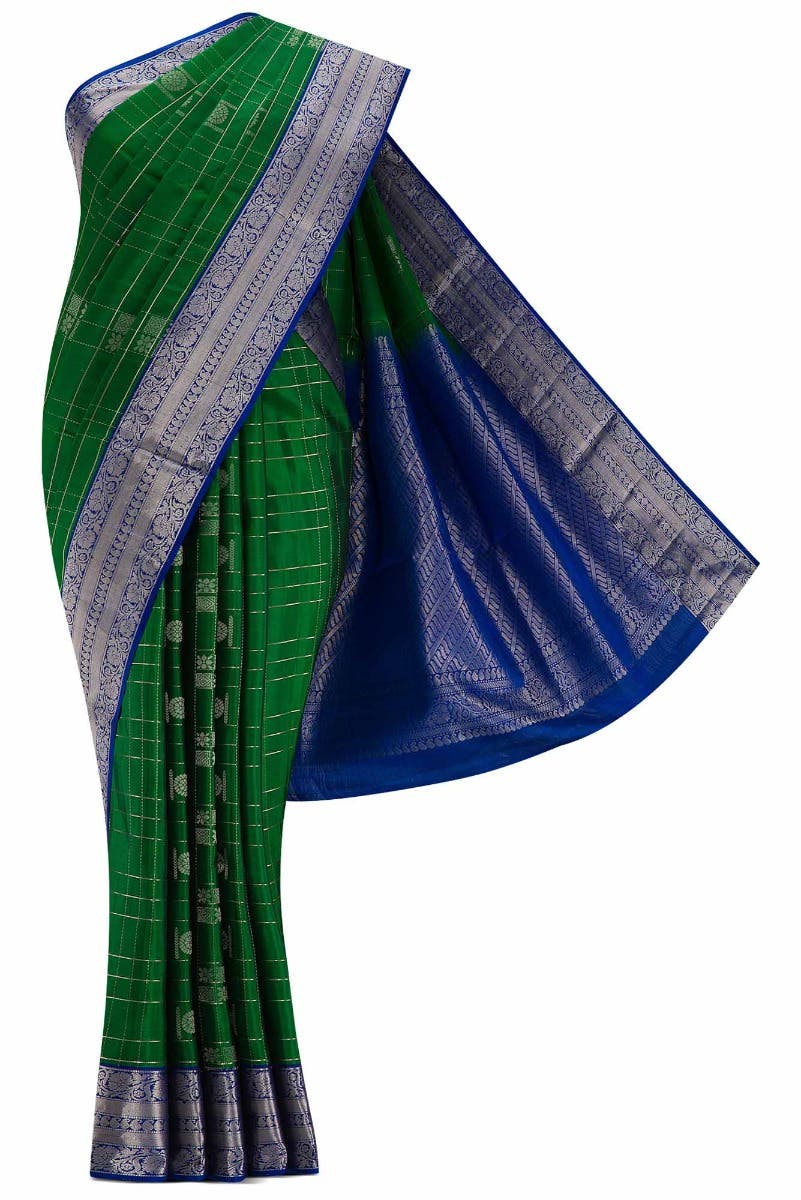 Green Dual Tone Soft Silk Saree