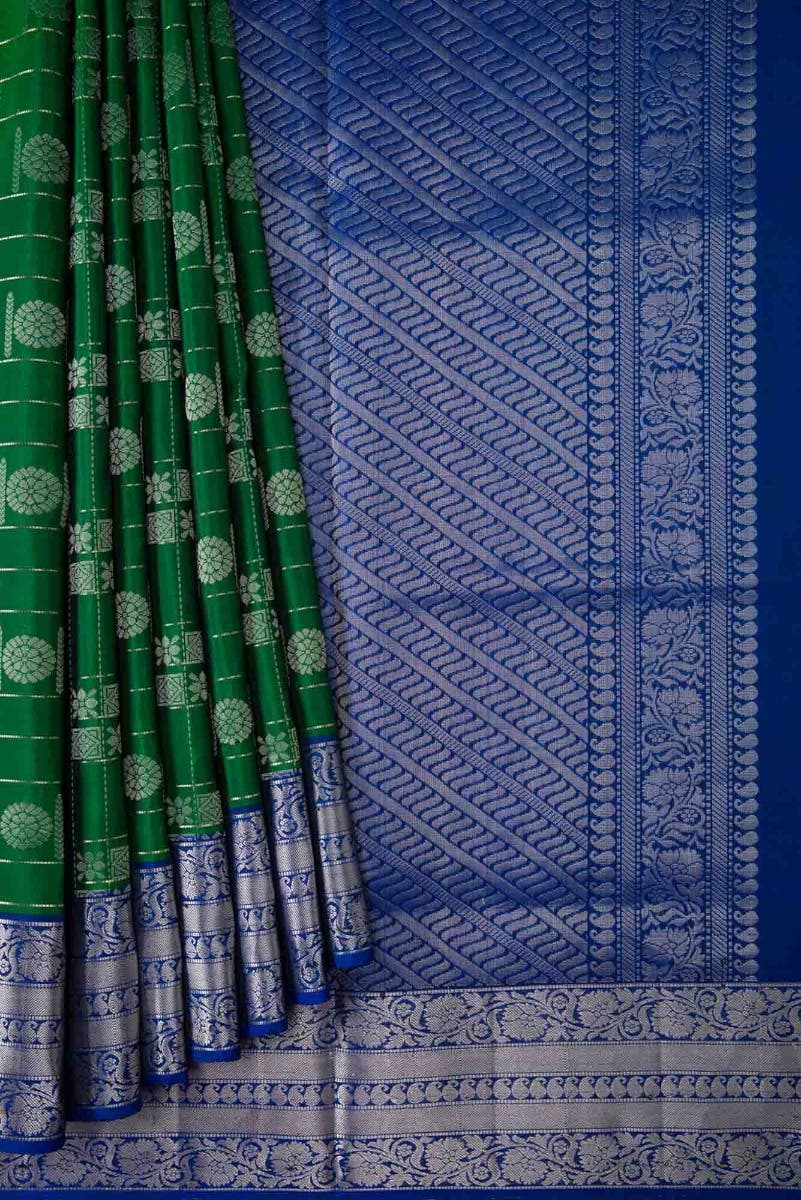 Green Dual Tone Soft Silk Saree