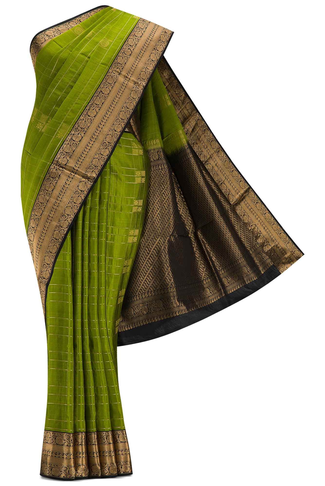 Mehandi Green Dual Tone Soft Silk Saree