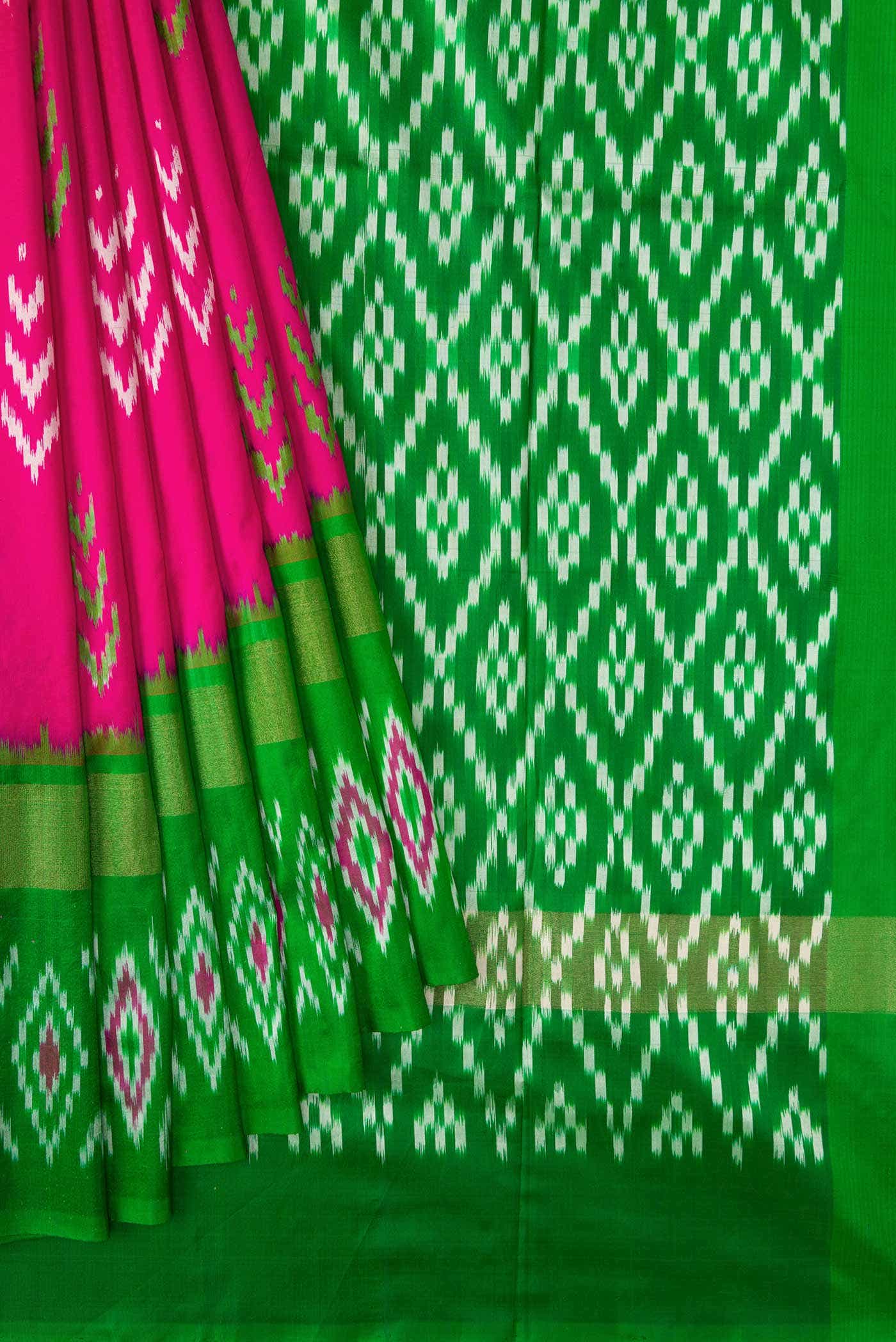 Dark Pink Dual Tone Double Ikat Saree
