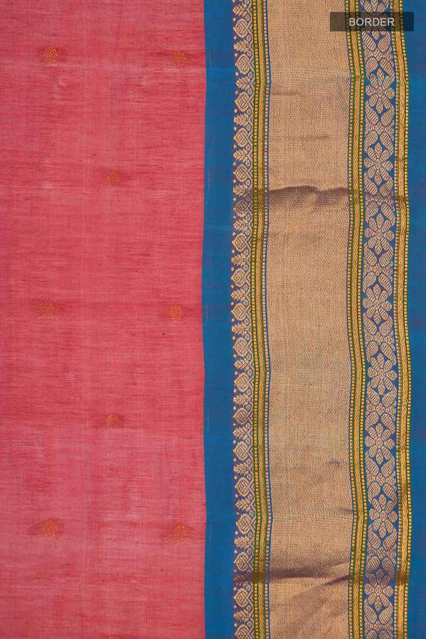 Red Gadwal cotton Saree