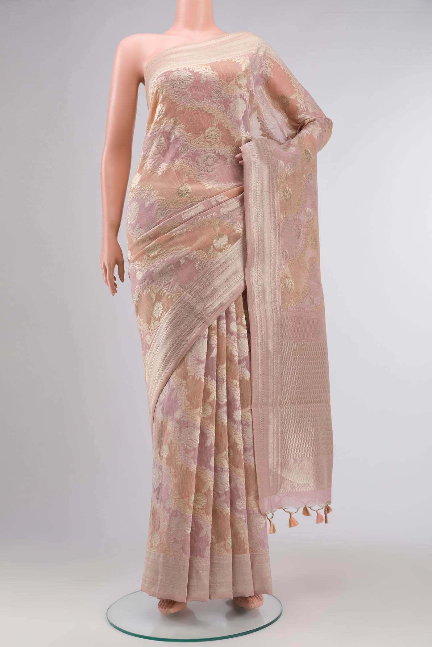 Pink Linen Saree
