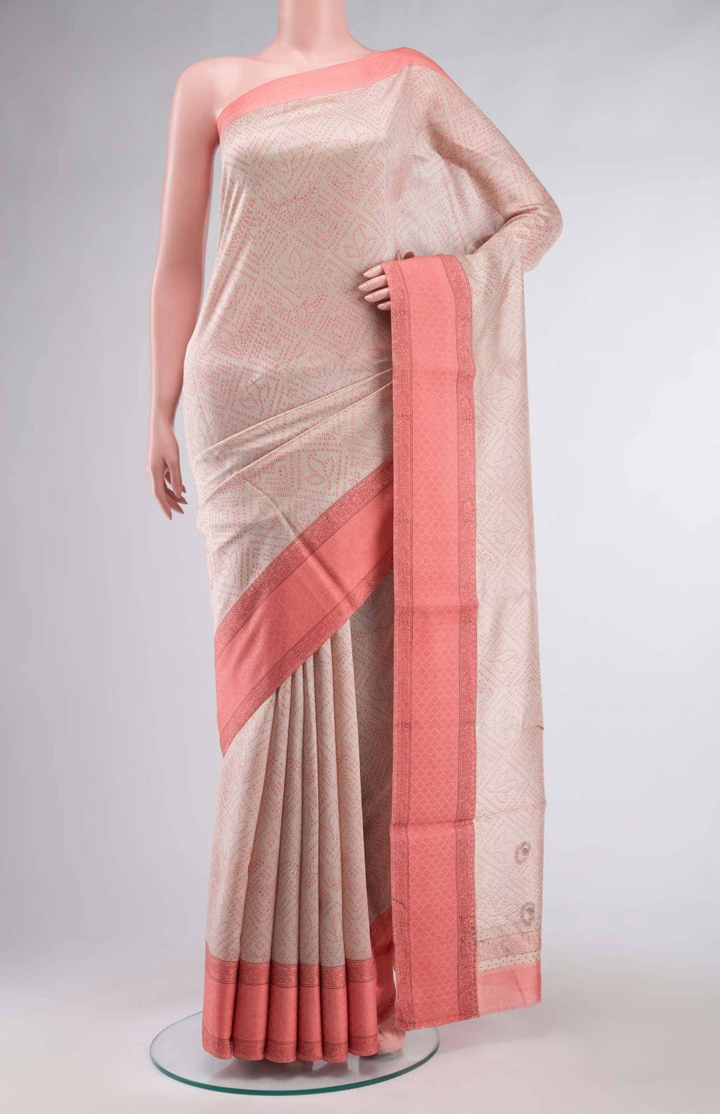 Beige Tussar Silk Saree
