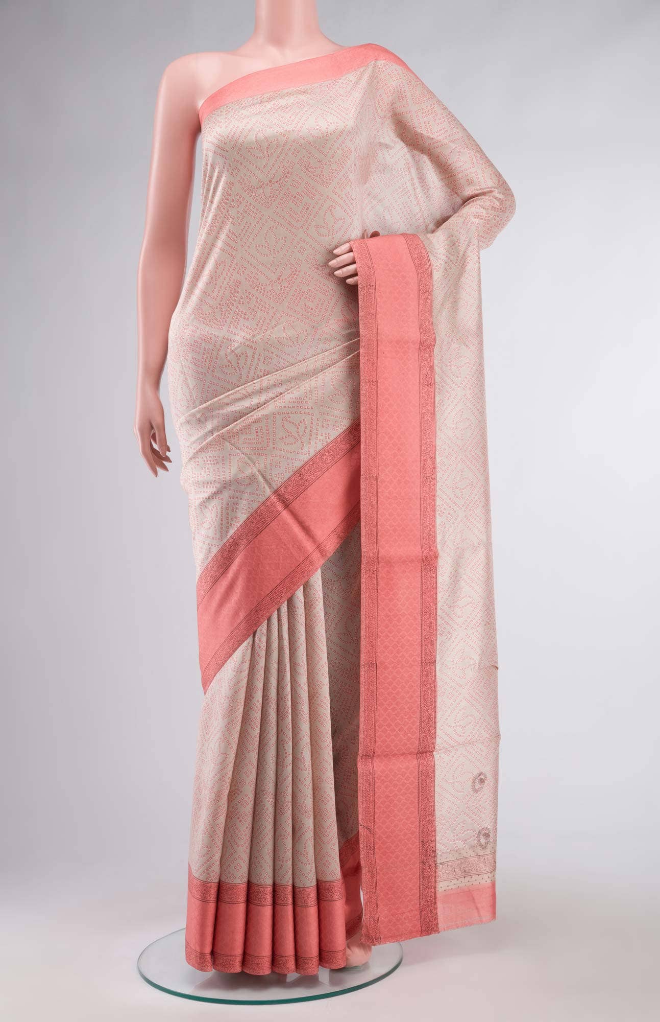 Beige Tussar Silk Saree