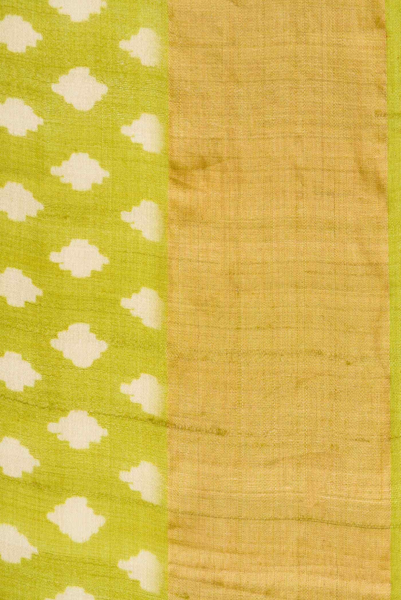 Parrot Green Tussar Silk Saree