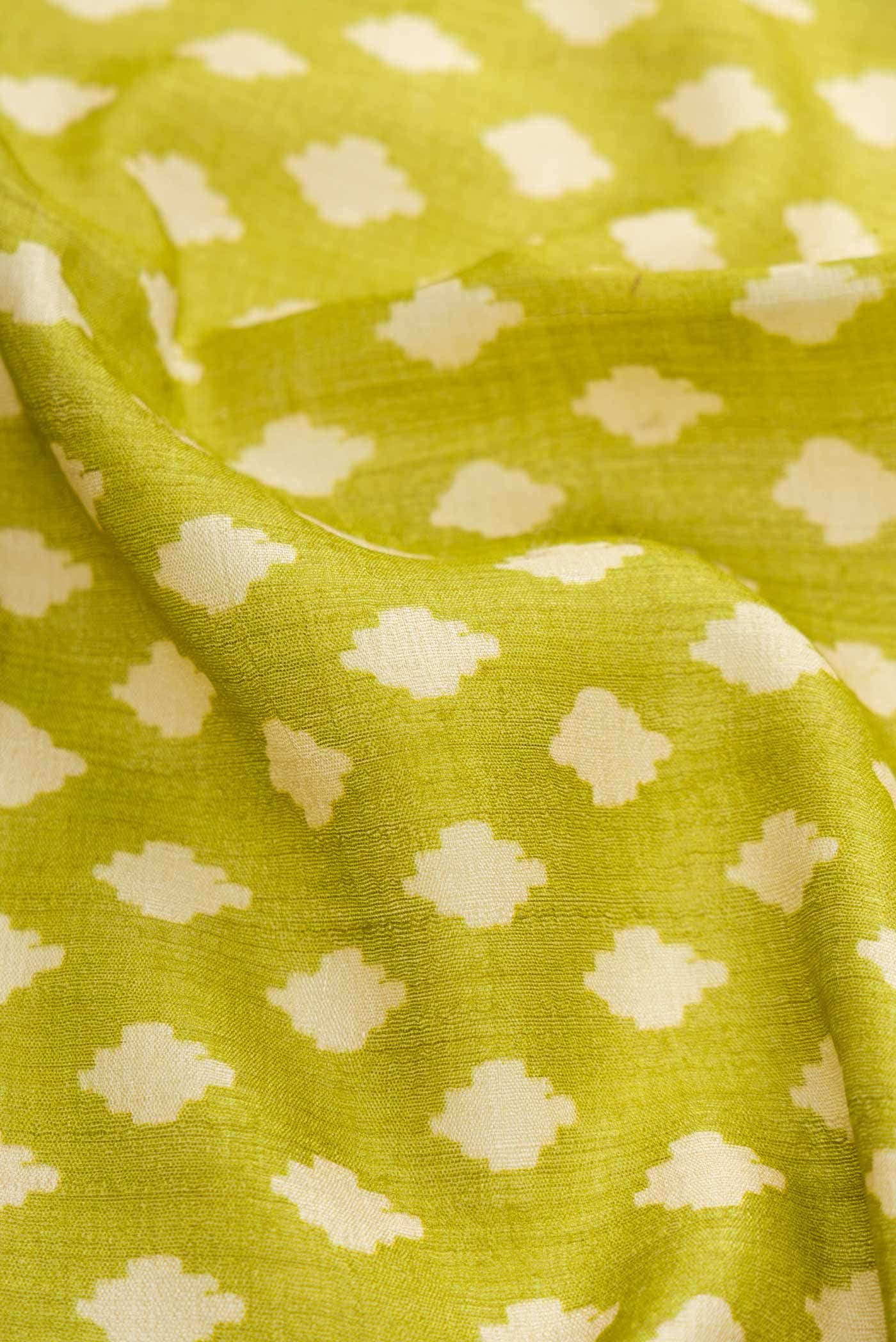 Parrot Green Tussar Silk Saree