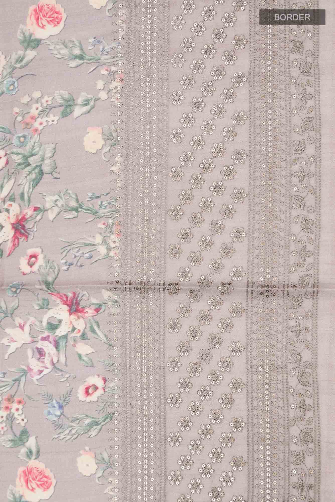 Beige Tussar Silk Saree