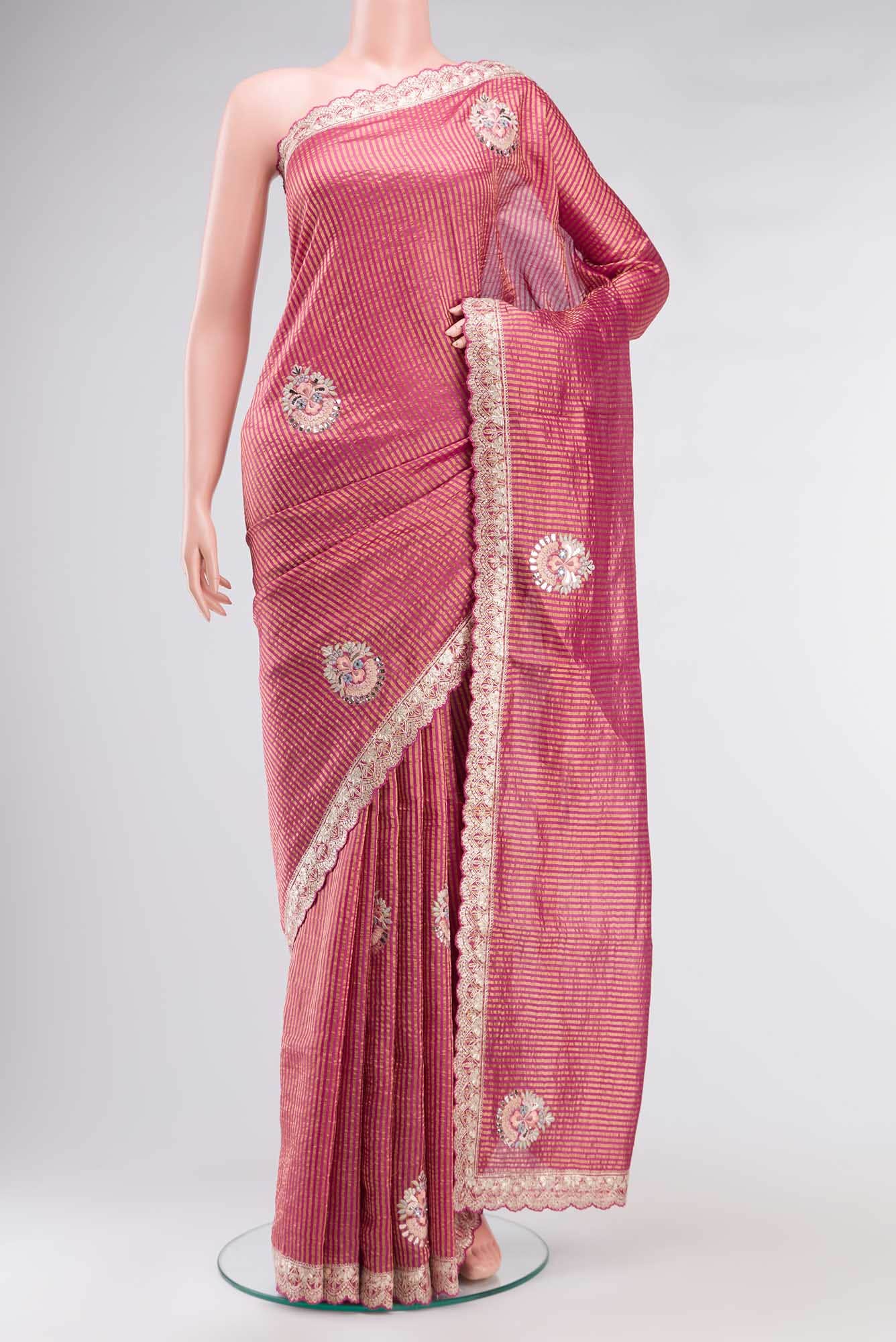 Pink Bhagalpuri Tussar Silk Saree