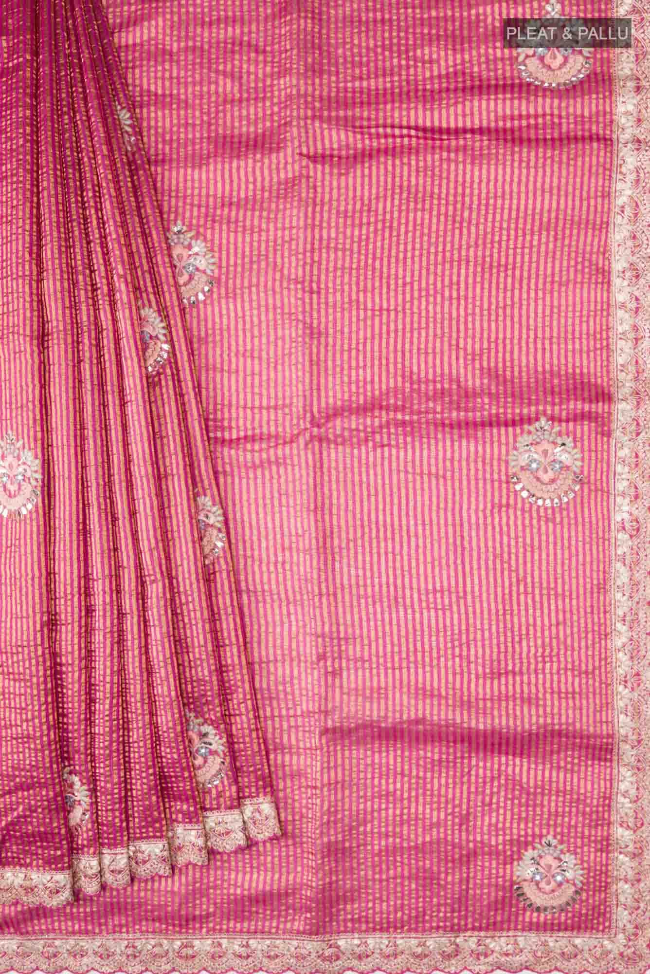 Pink Bhagalpuri Tussar Silk Saree