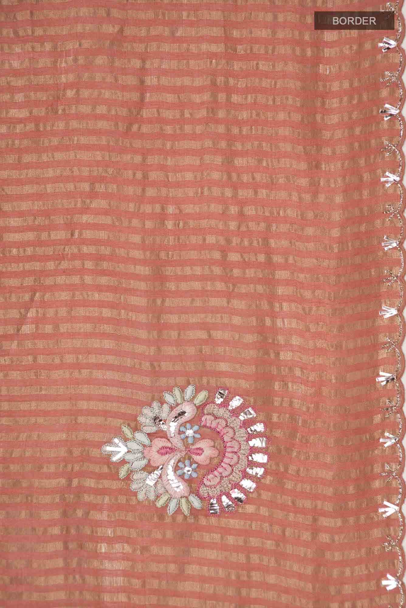 Peach Bhagalpuri Tussar Silk Saree