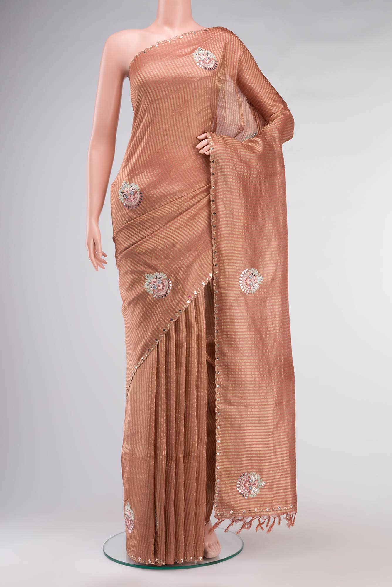 Peach Bhagalpuri Tussar Silk Saree
