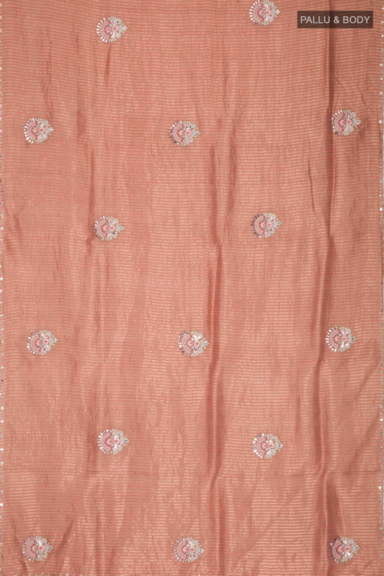 Peach Bhagalpuri Tussar Silk Saree