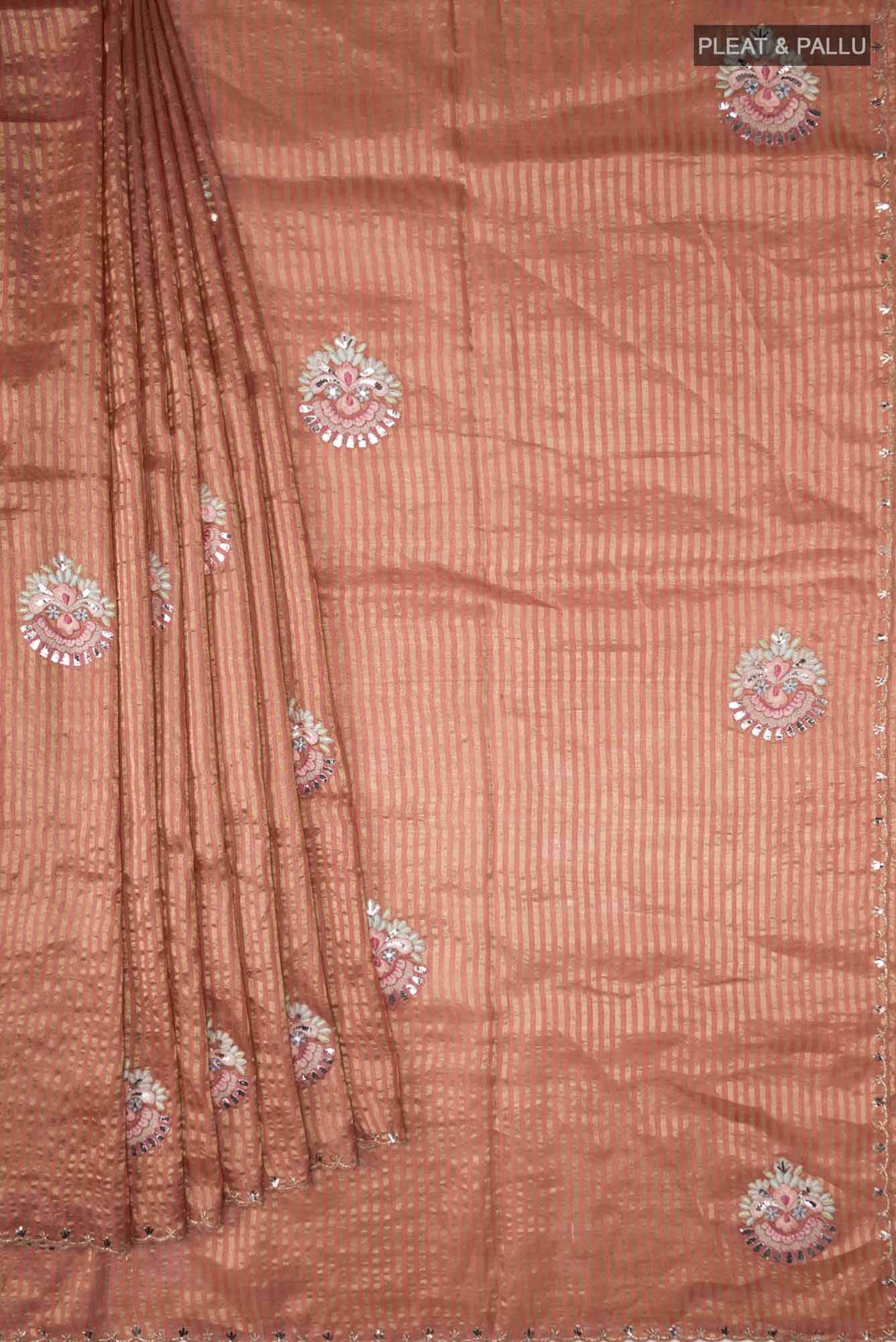 Peach Bhagalpuri Tussar Silk Saree