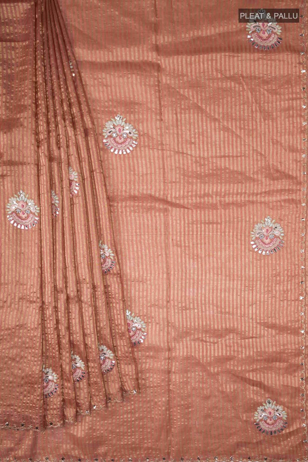 Peach Bhagalpuri Tussar Silk Saree