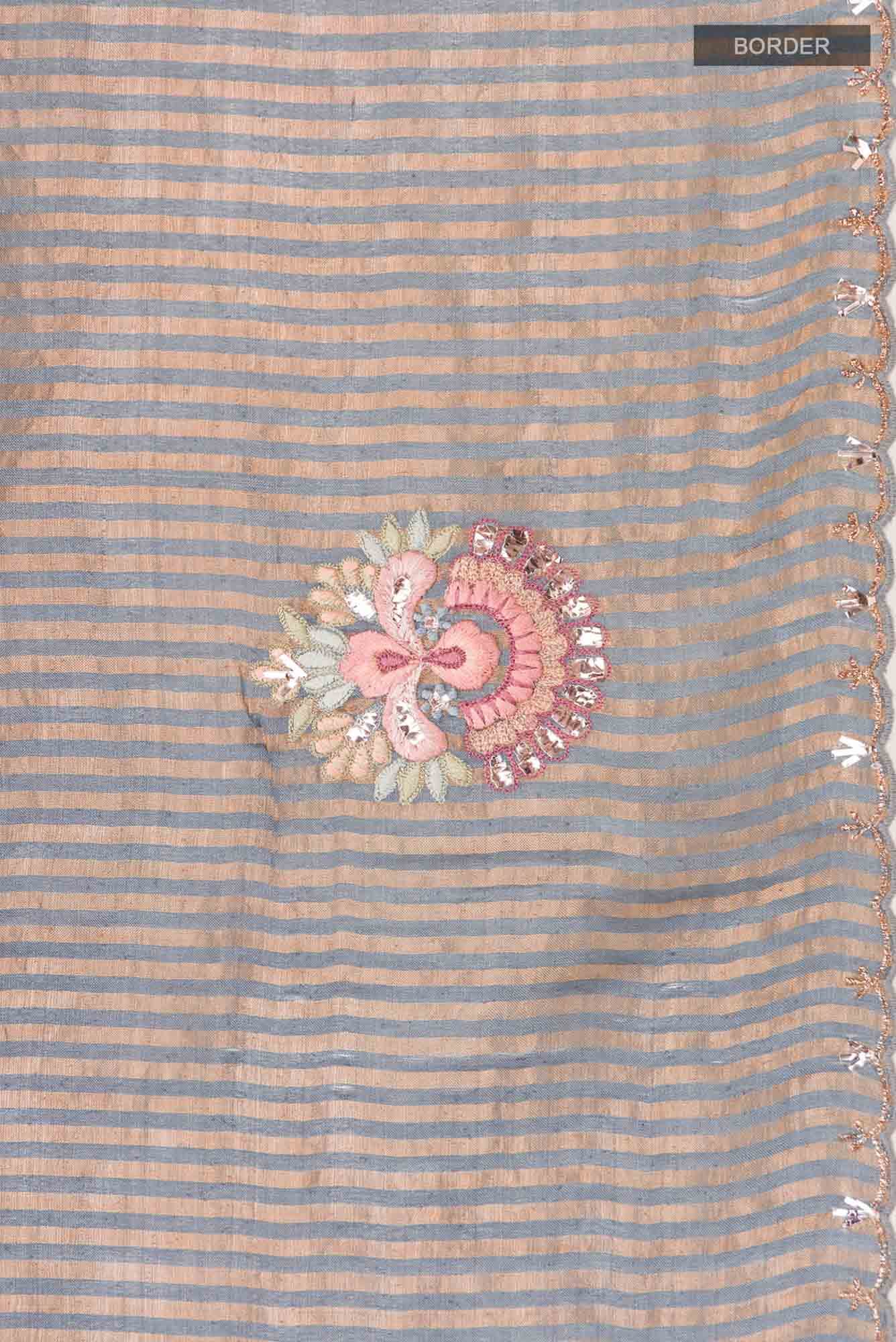 Grey Bhagalpuri Tussar Silk Saree