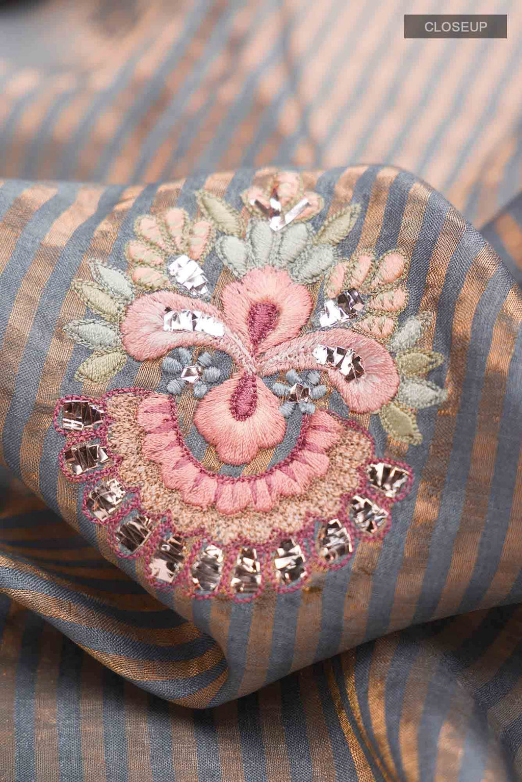 Grey Bhagalpuri Tussar Silk Saree