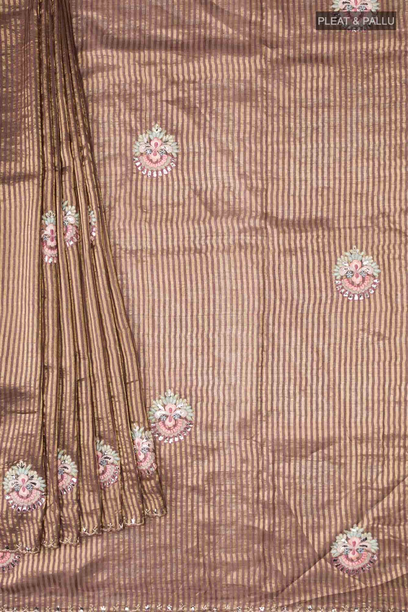Brown Bhagalpuri Tussar Silk Saree