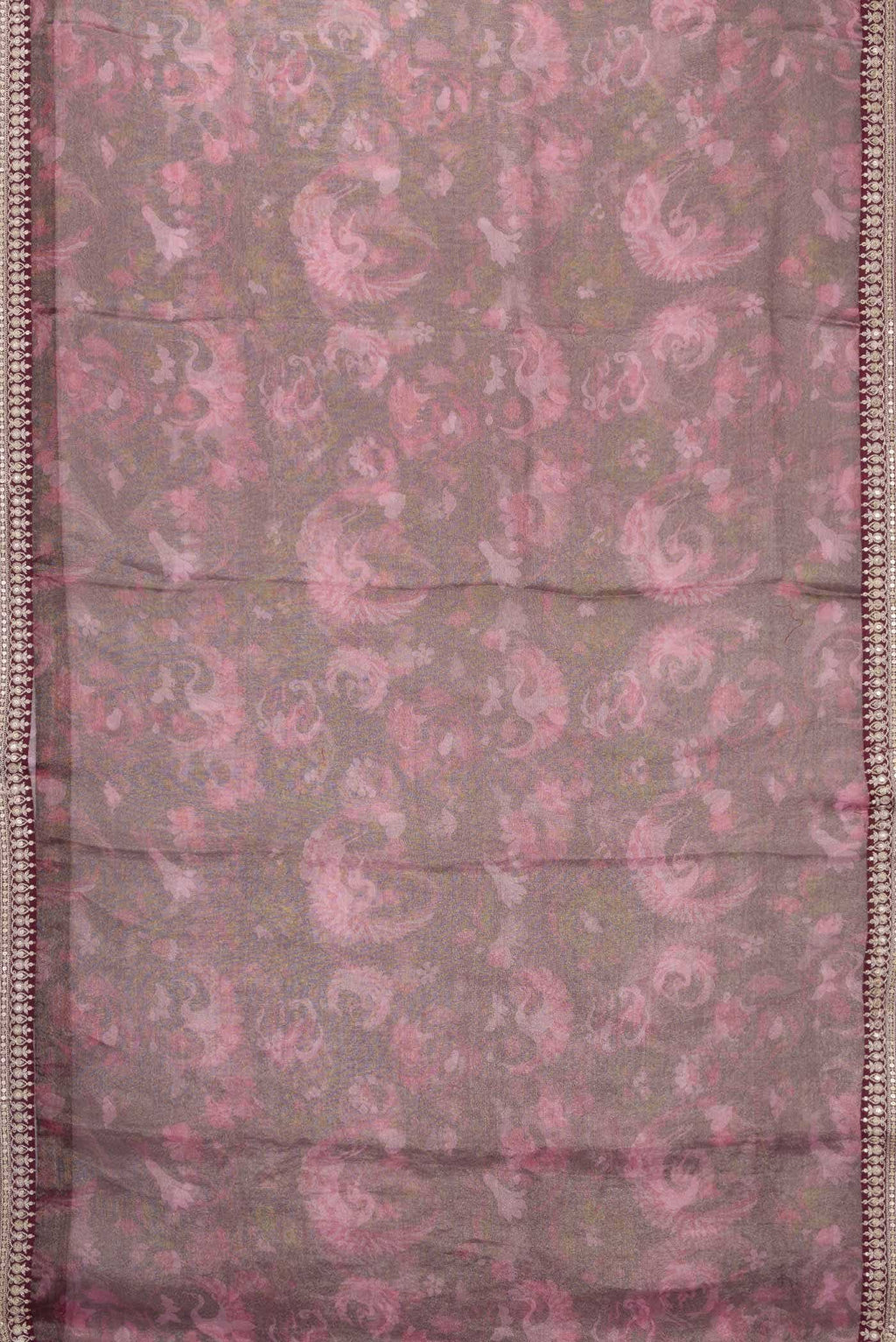 Burgundy Dual Tone Organza Silk Saree