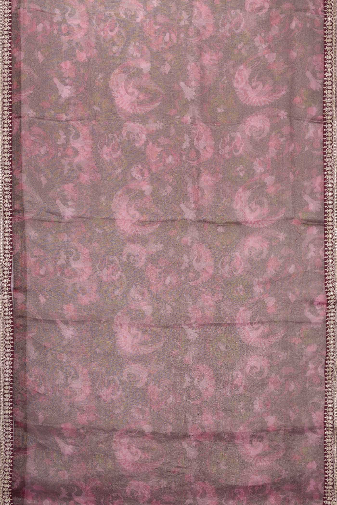 Burgundy Dual Tone Organza Silk Saree