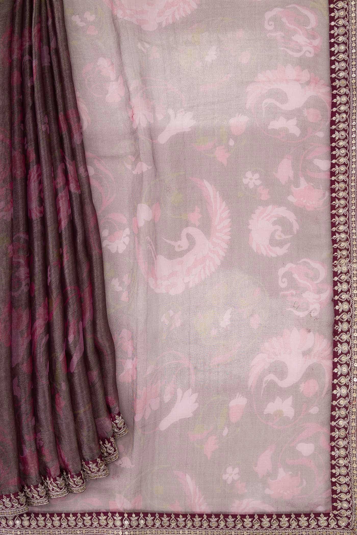 Burgundy Dual Tone Organza Silk Saree