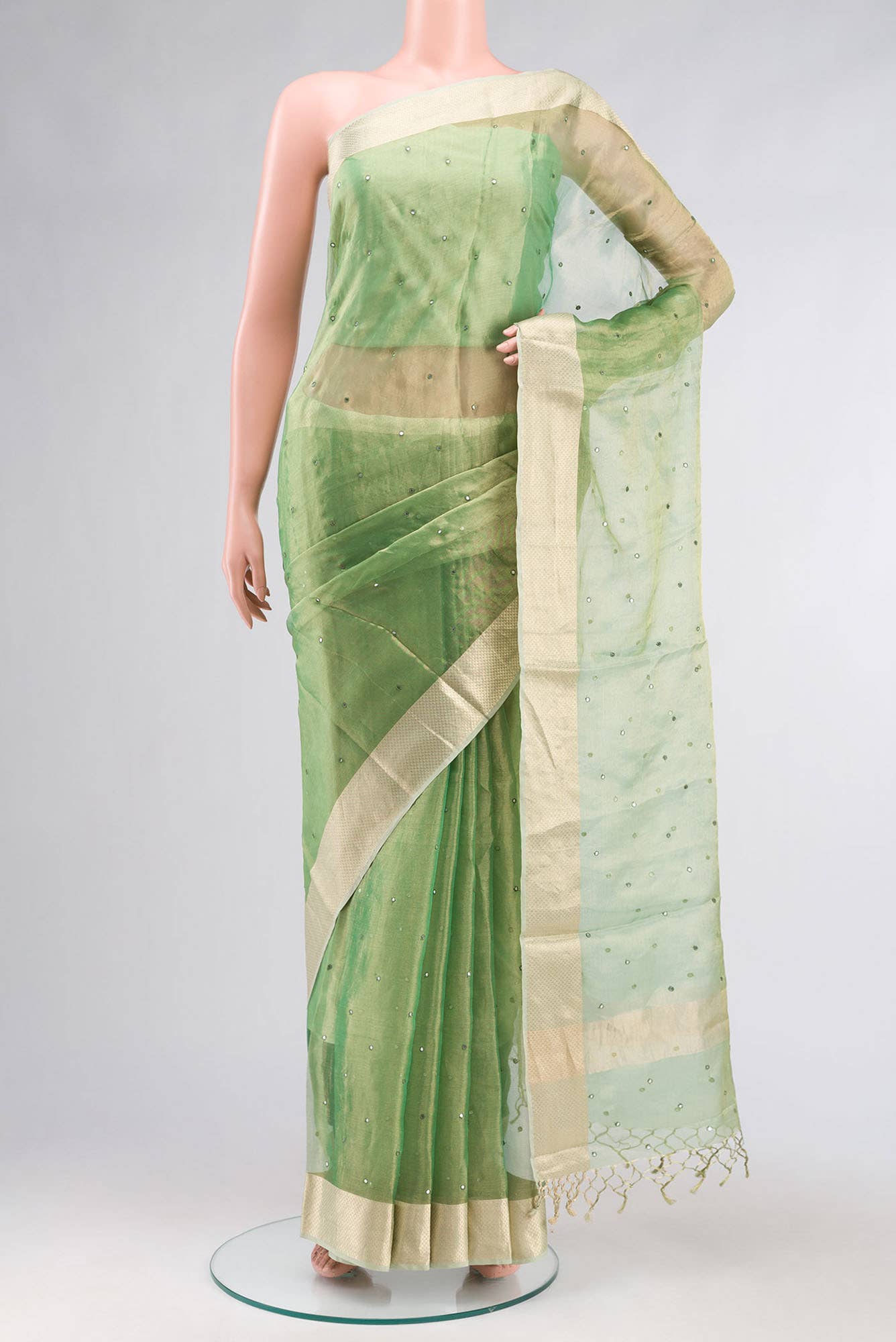 Green Organza Silk Saree