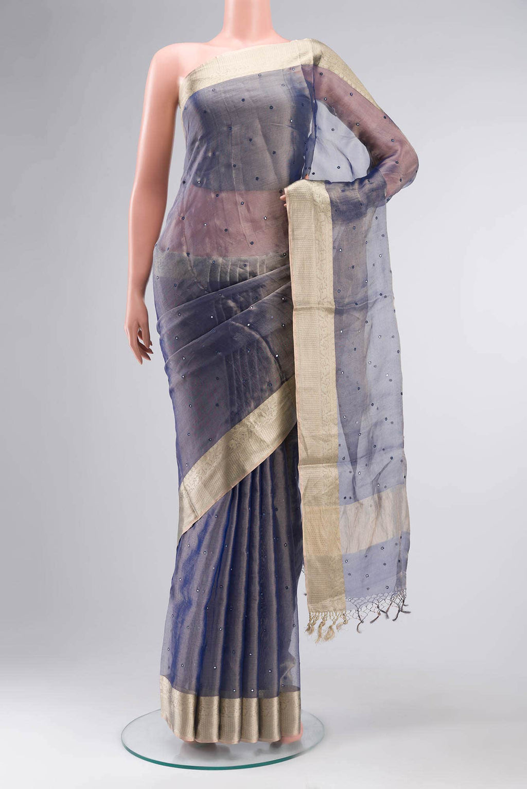 Blue Tissue Silk Saree