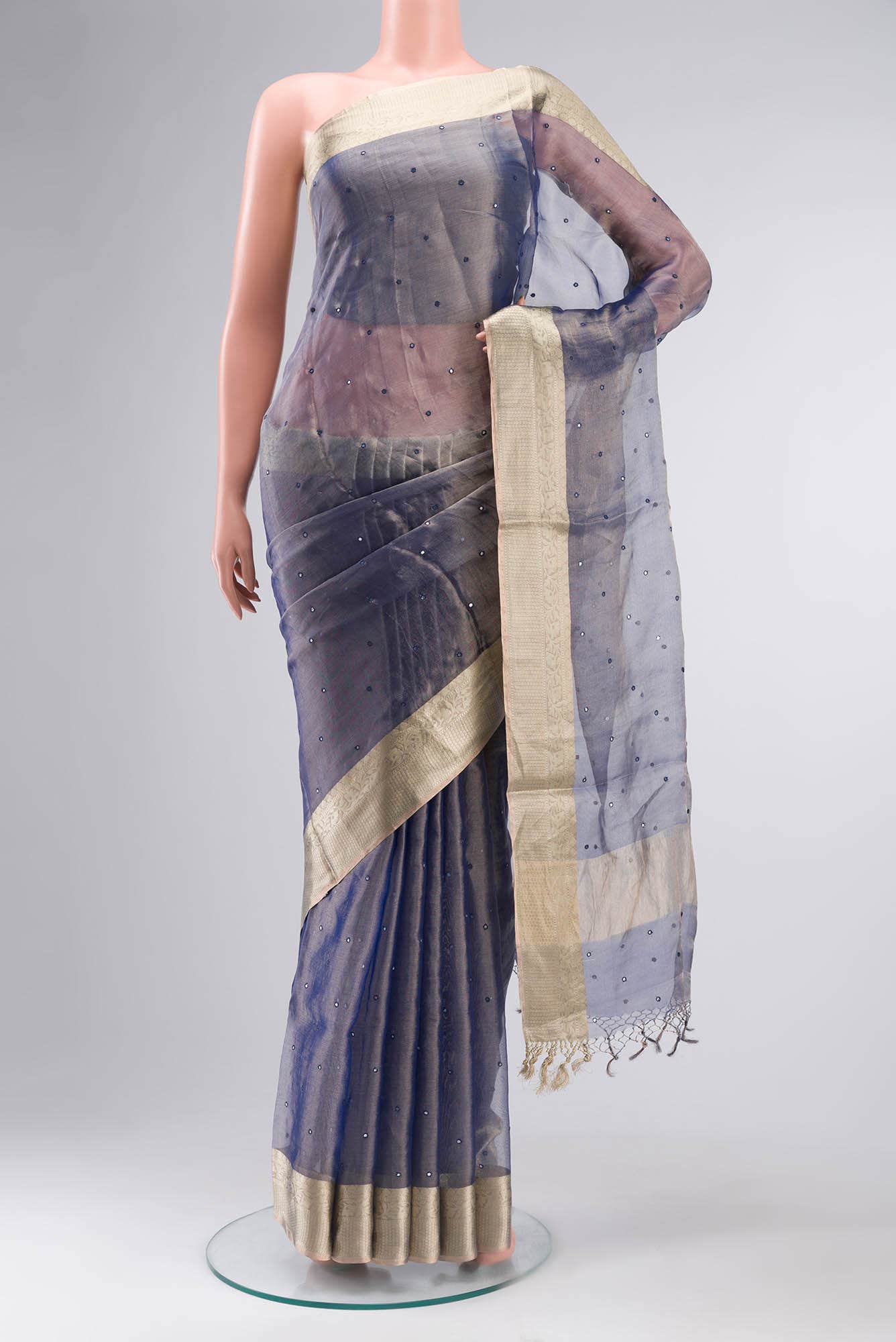 Blue Tissue Silk Saree