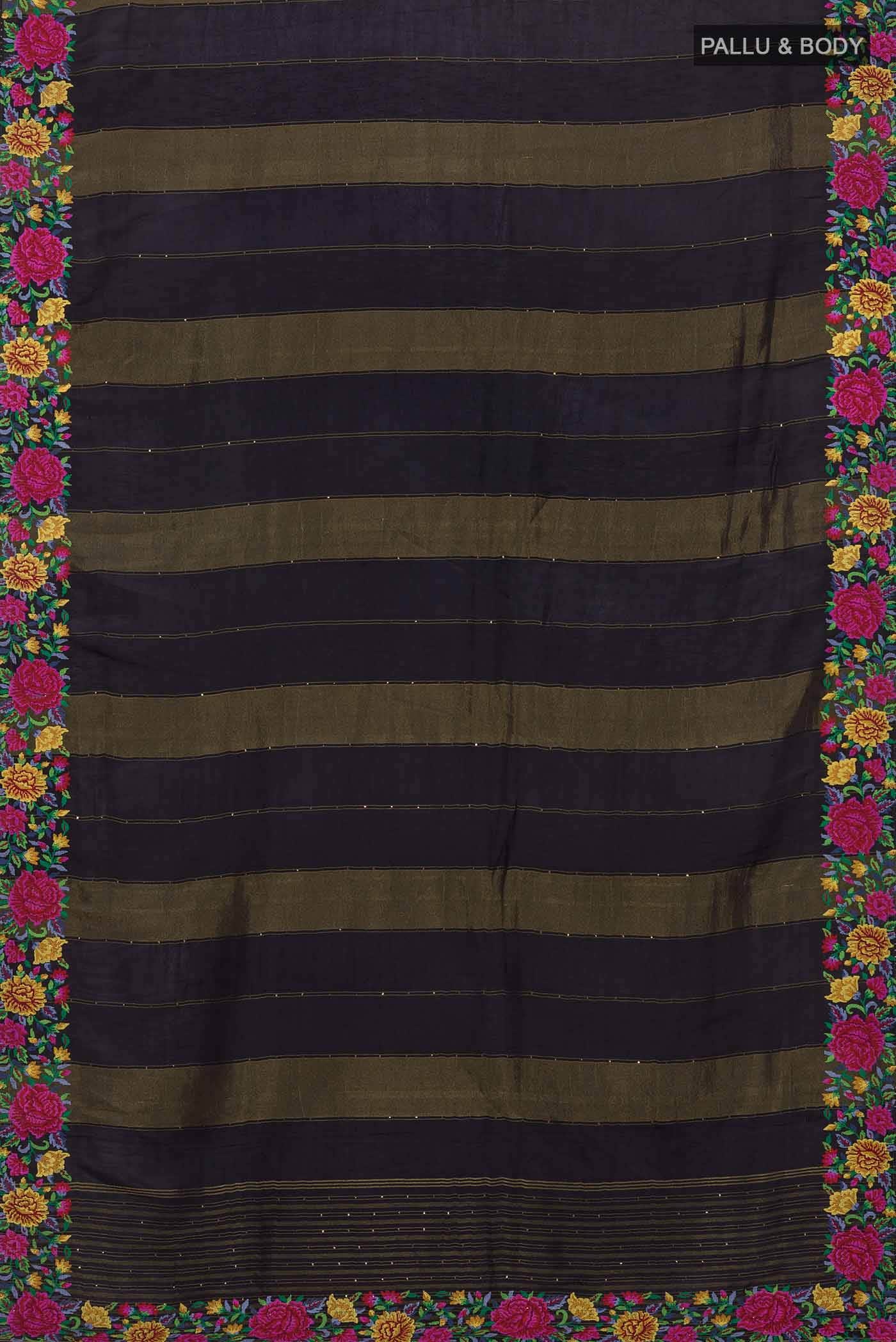 Black Tussar Silk Saree