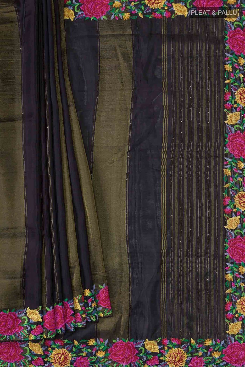 Black Tussar Silk Saree