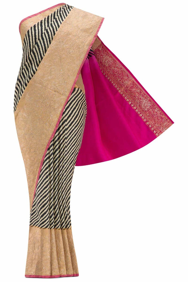 Sandal and Black Dual Tone Kanchipuram Silk Saree