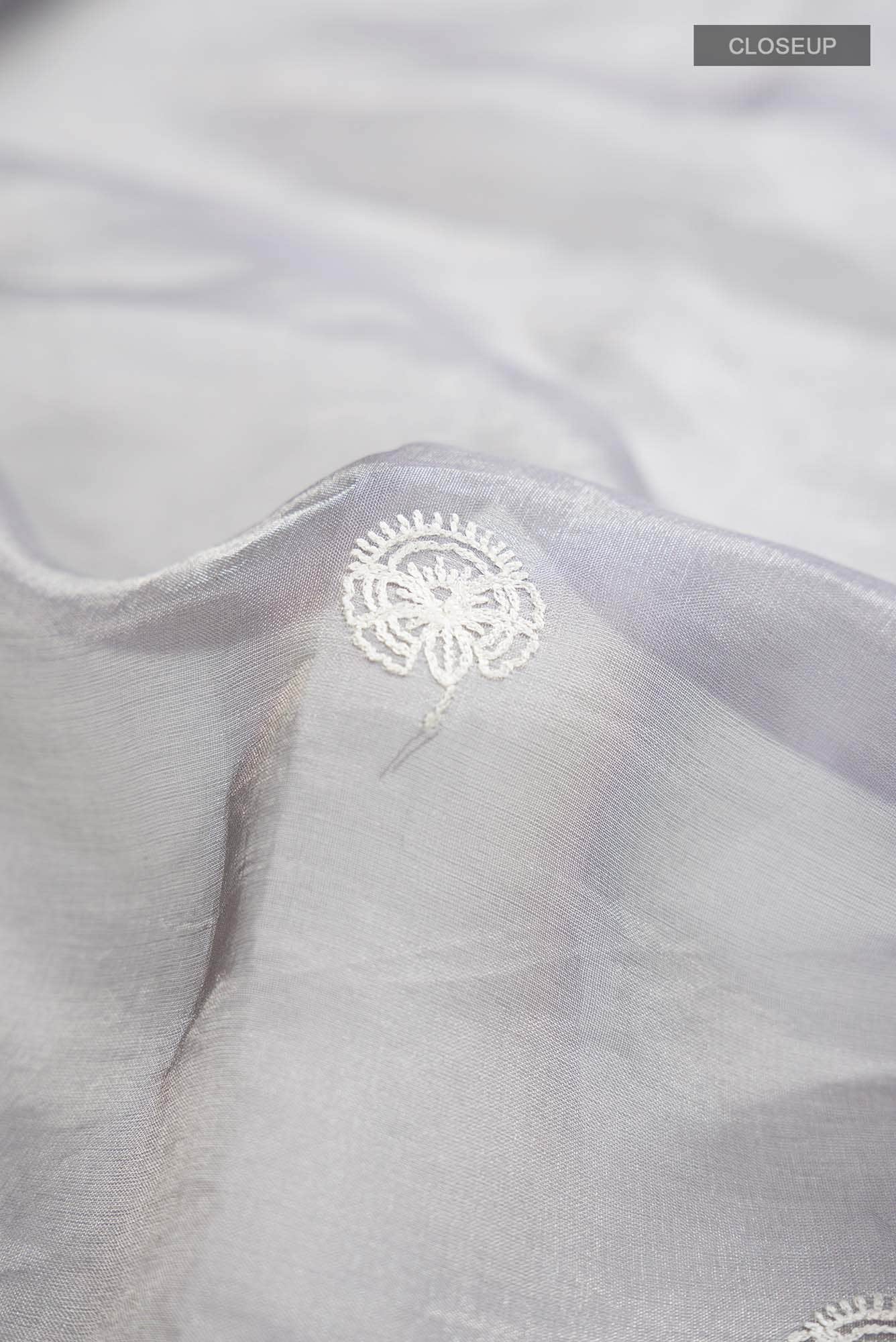 Grey Organza Silk Saree