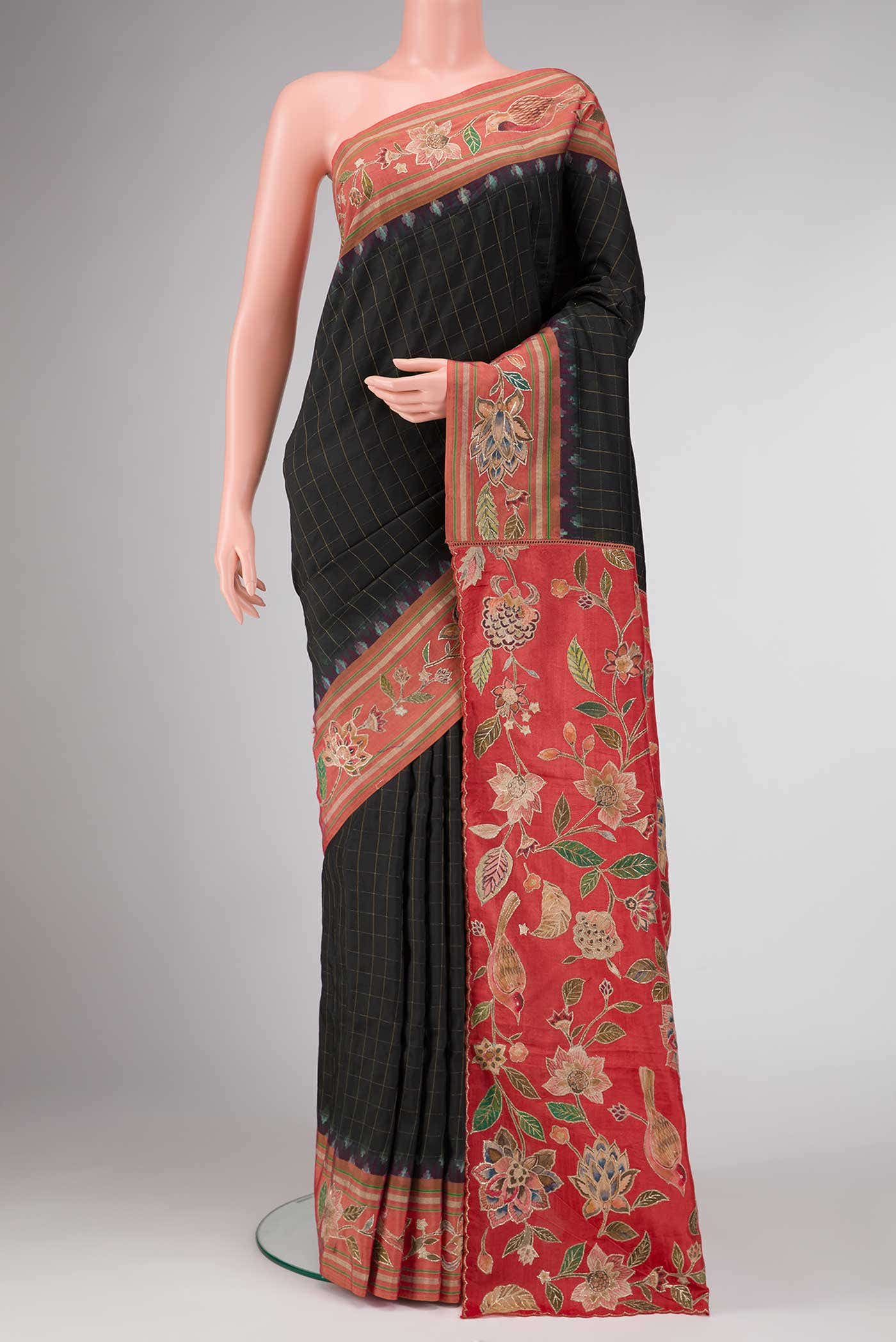 Black Dual Tone Kanchipuram Silk Saree