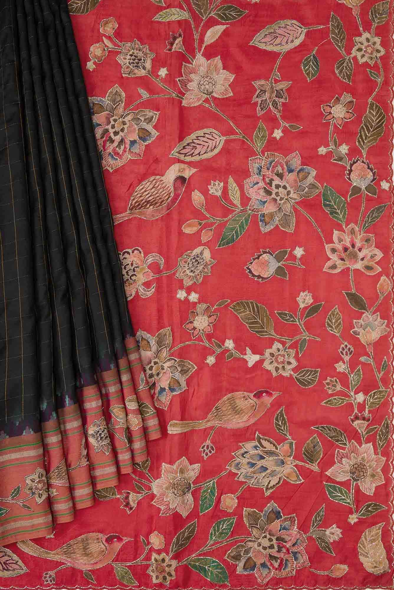 Black Dual Tone Kanchipuram Silk Saree