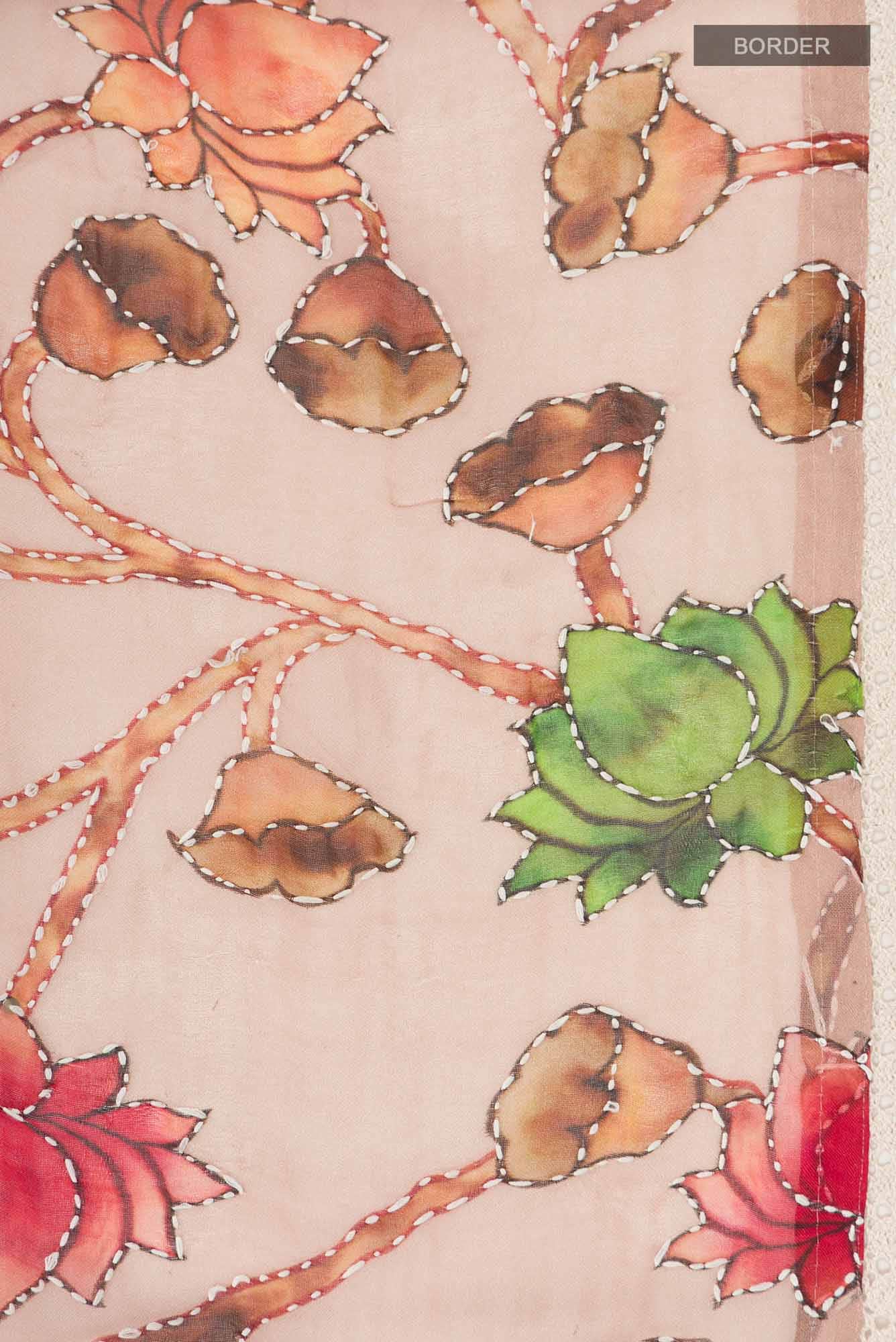 Peach Organza Silk Saree