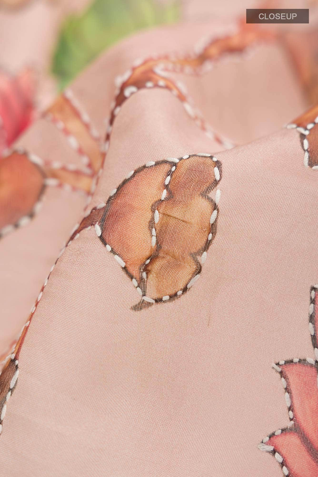 Peach Organza Silk Saree