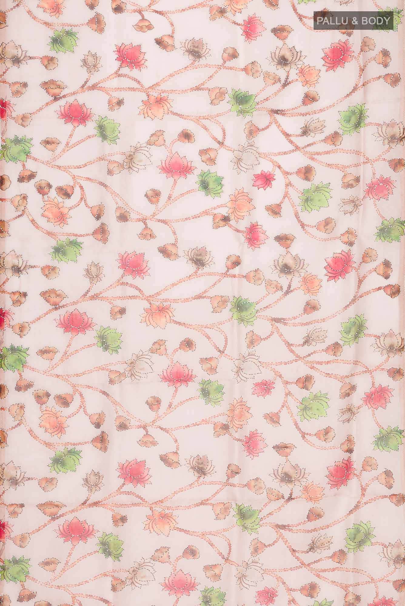 Peach Organza Silk Saree