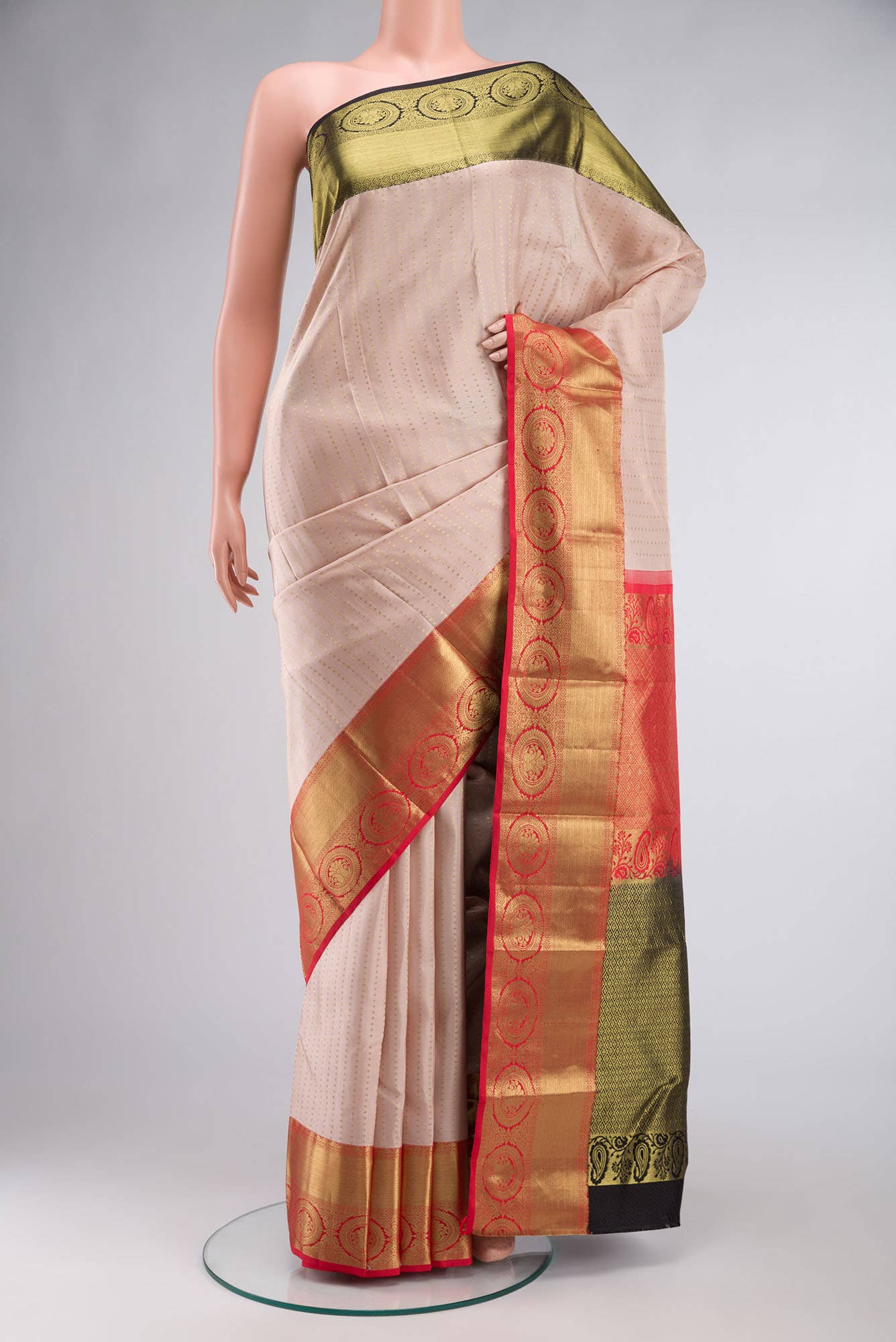 Rose Gold Kanchipuram Silk Saree