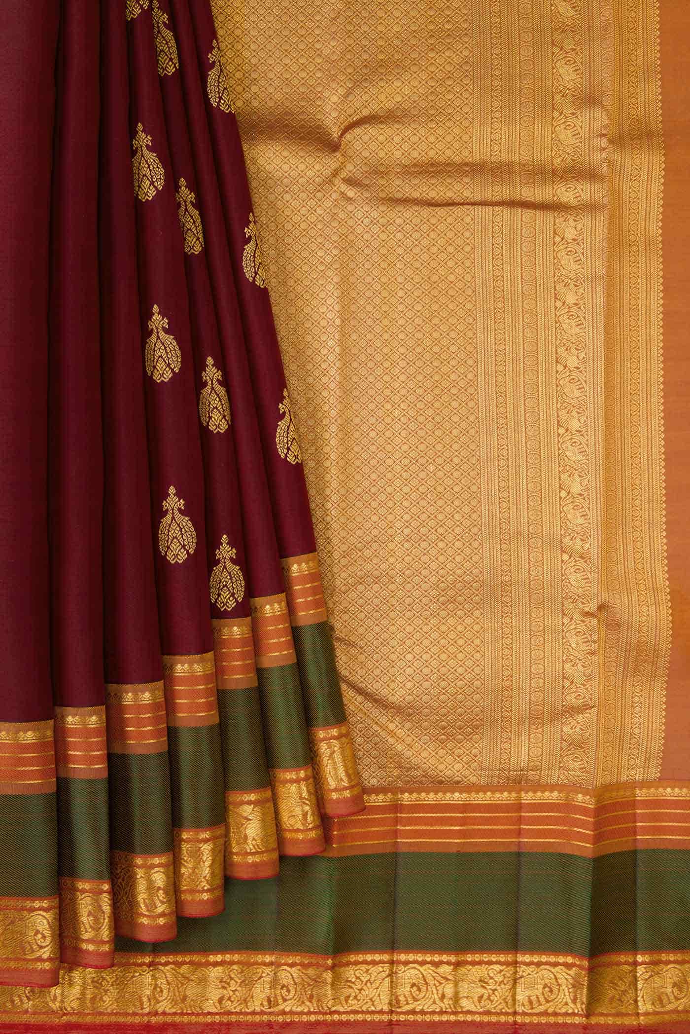 Maroon Dual Tone Kanchipuram Silk Saree