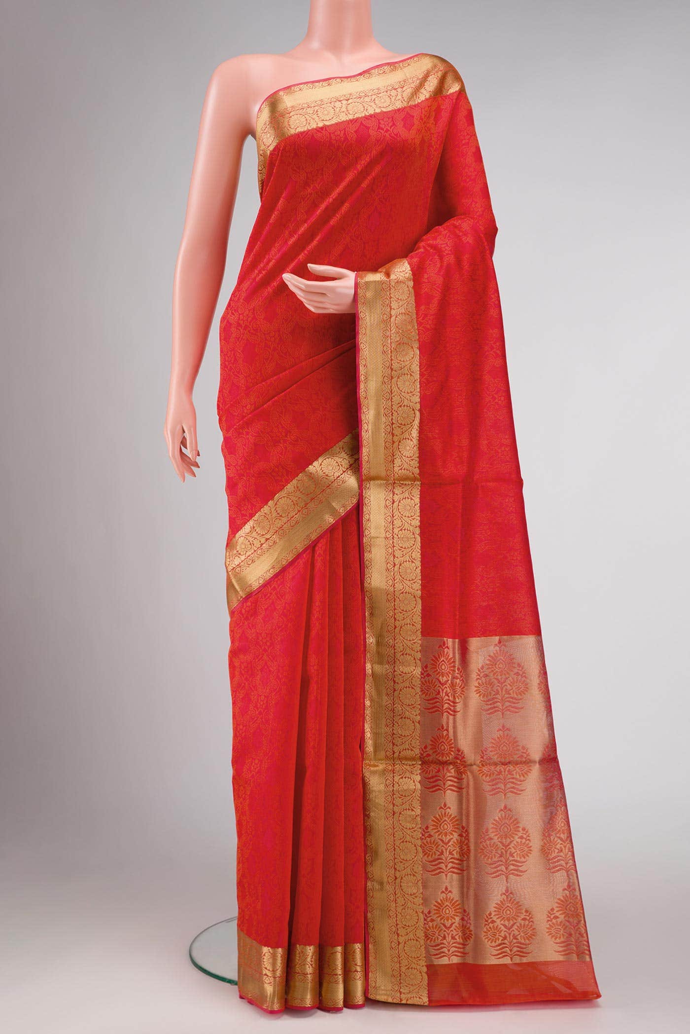 Red Dual Tone Silk Cotton Saree