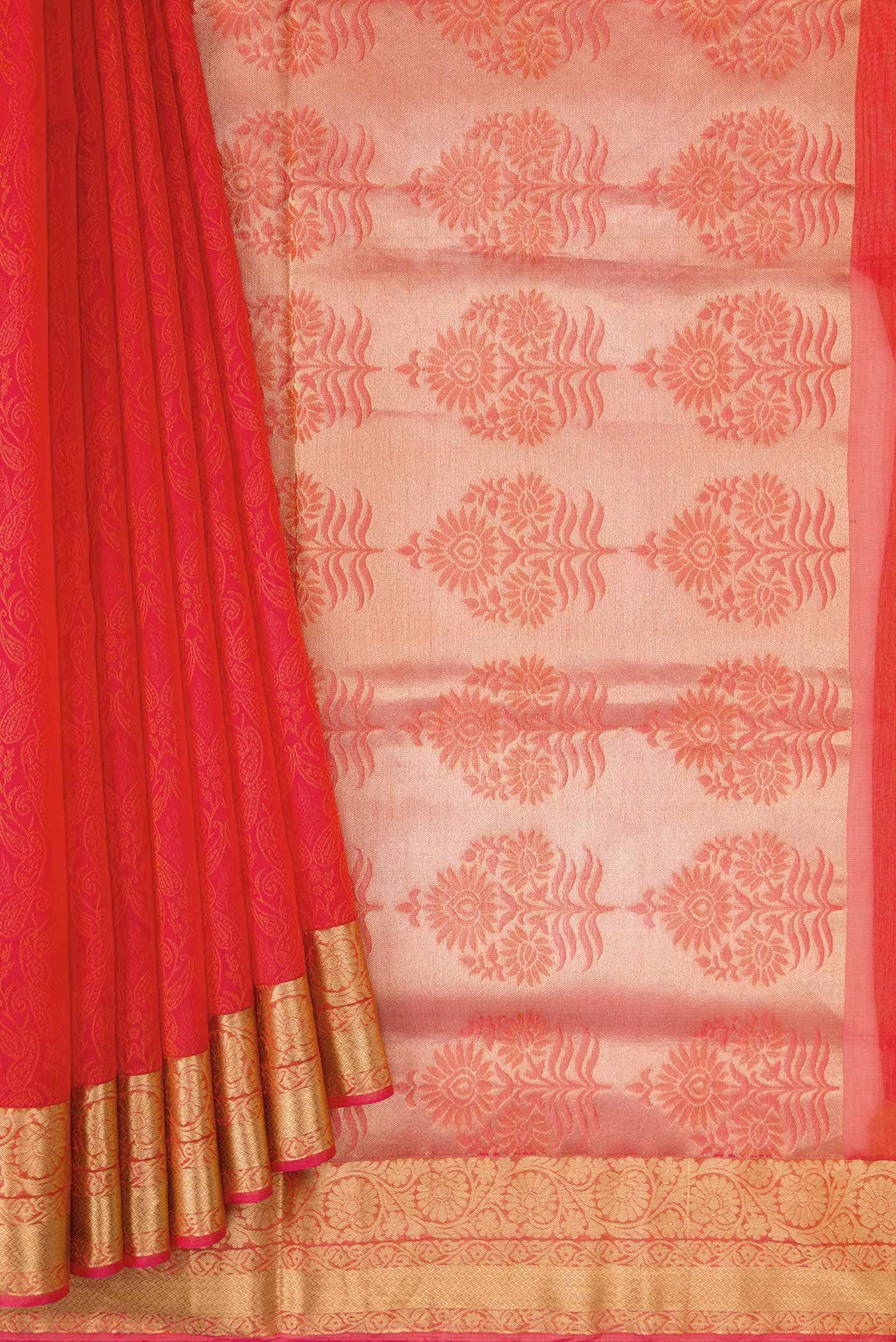 Red Dual Tone Silk Cotton Saree