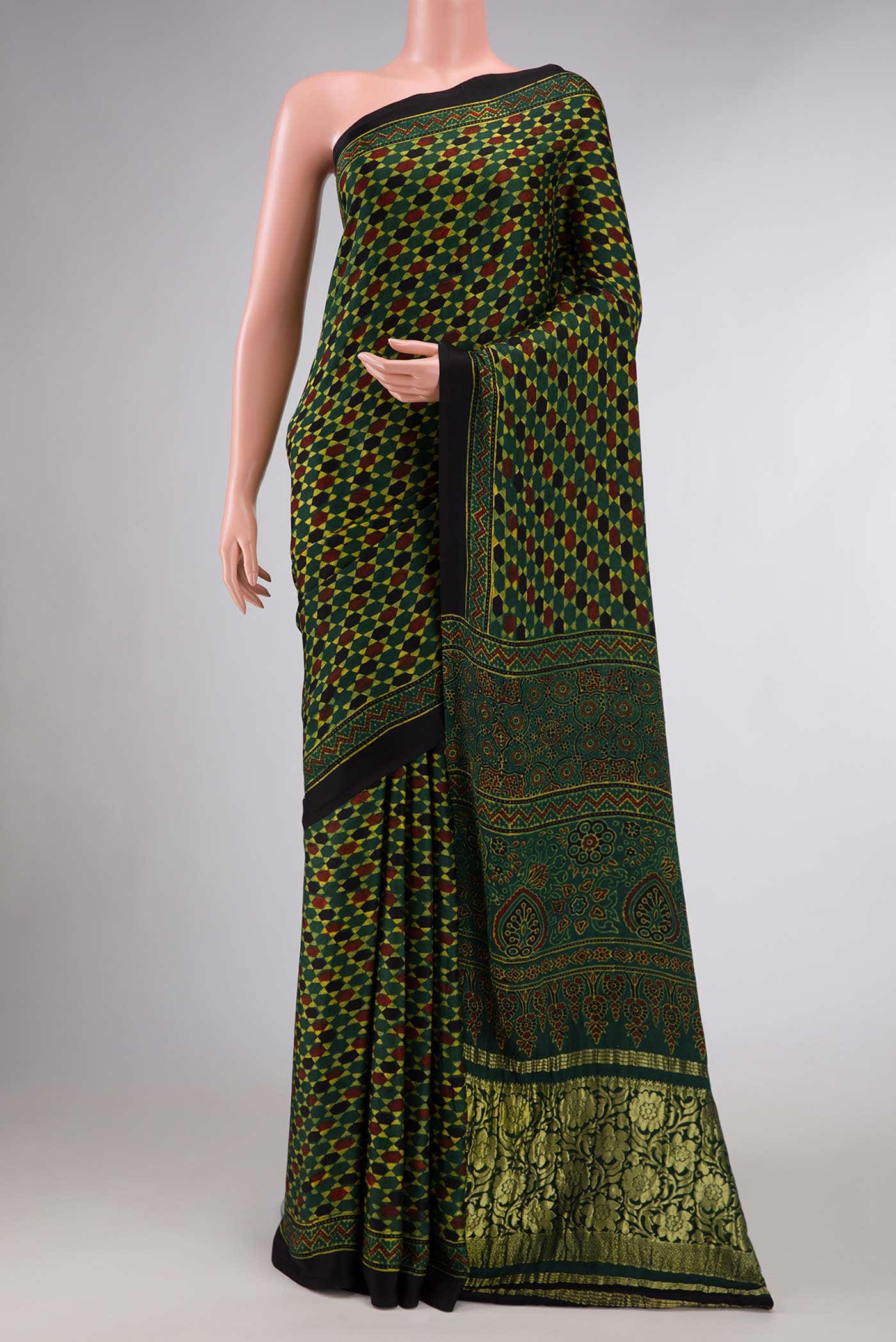 Green Dual Tone Satin Silk Saree