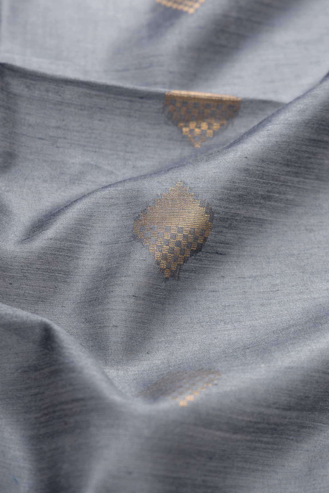 Grey Tussar Silk Saree