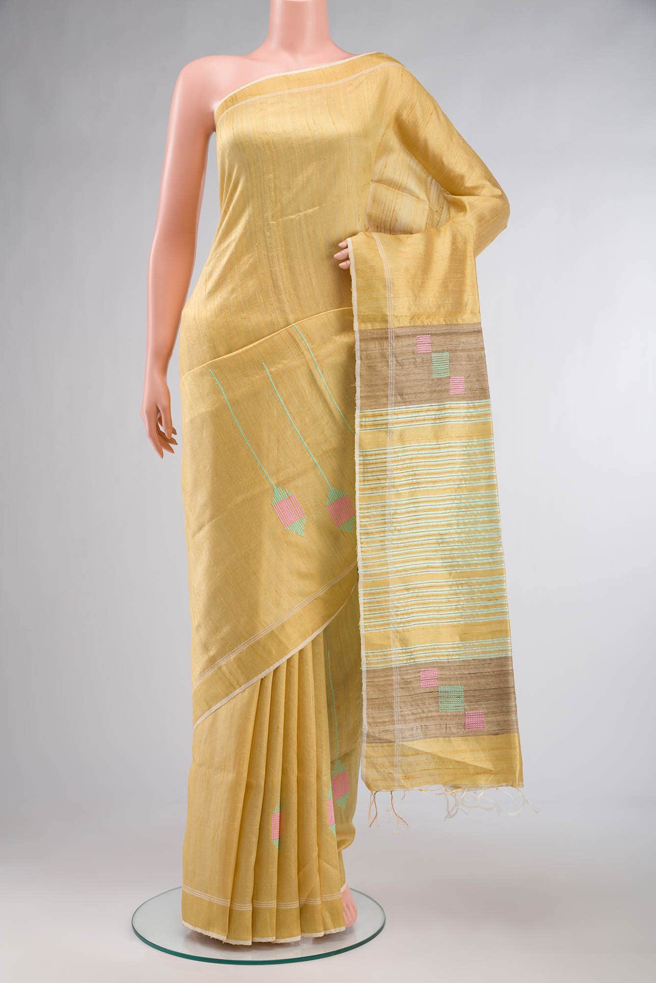 Yellow Raw Silk Saree