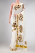 Off White Dual Tone Kerala Cotton Saree