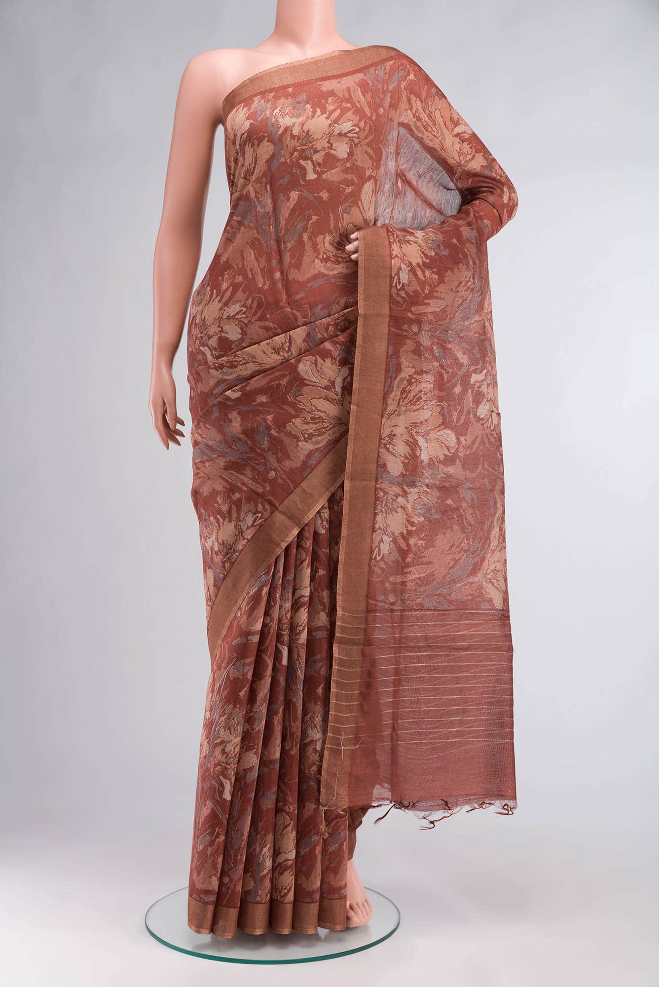 Brown Bhagalpuri Tussar Silk Saree