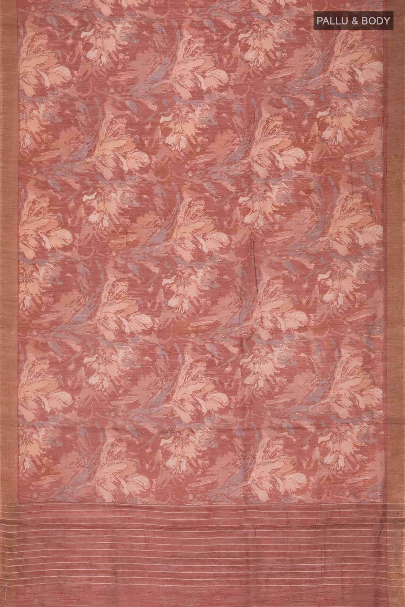 Brown Bhagalpuri Tussar Silk Saree